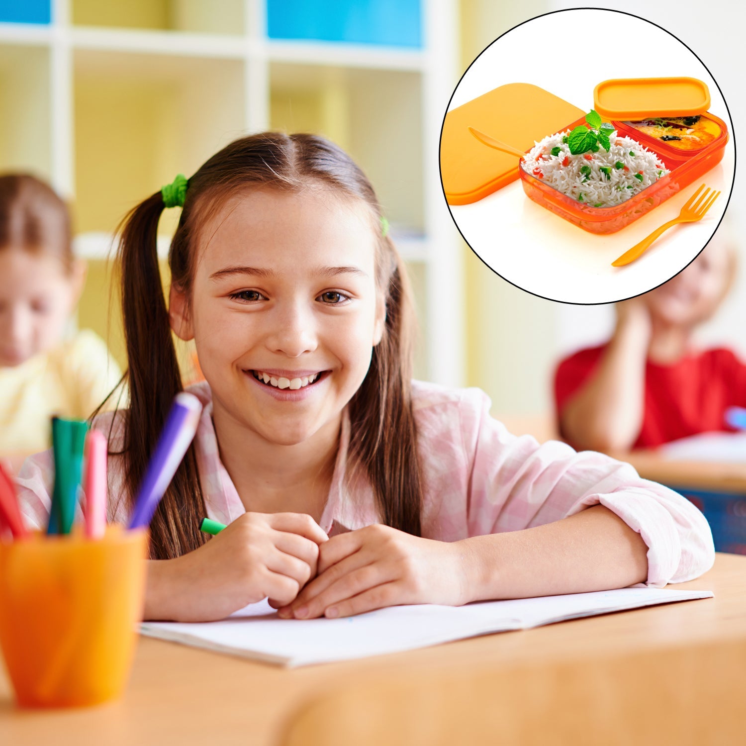 2044 Premium Lunch Box for kids for school and picnic. Containers with Spoon and fork. DeoDap 2044 Premium Lunch Box for kids for school and picnic. Containers with Spoon and fork. DeoDap